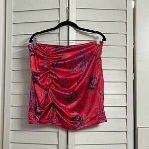 Free people floral Satin Skirt in Red and Black